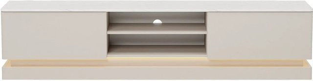 Vente-unique TV-Board Devika in Beige und Weiß mit integrierter Beleuchtung und Marmor-Optik, Breite: 190 cm - Bild 1