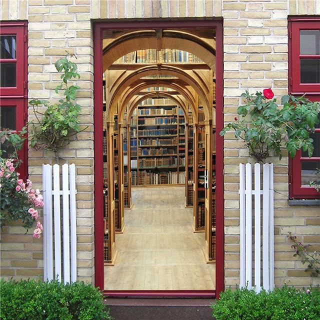 3D Vintage Bücherregal Wandaufkleber von Sticker House, abnehmbarer und wasserdichter Wandsticker für Bibliothek und Schlafzimmer, Mehrfarbig, B: 40 cm, H: 120 cm - Bild 1