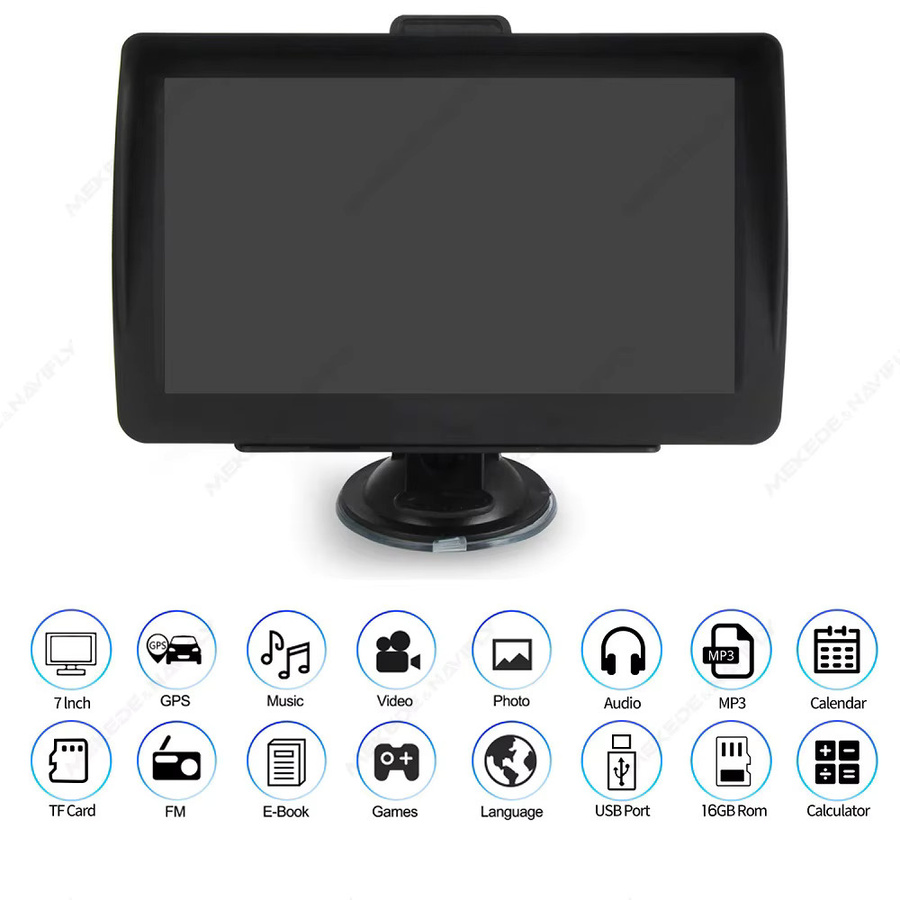Navifly 7-Zoll GPS-Navigationssystem mit kapazitivem Touchscreen und integrierter Europakarte in Schwarz, unterstützt MP3, FM und TF-Medien - Bild 3