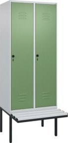 C+P Spind Classic PLUS Garderobenspind mit Sitzbank, 2 Abteile, Lichtgrau, B/T/H: 212,0 x 80,0 x 81,5 cm - Bild 1