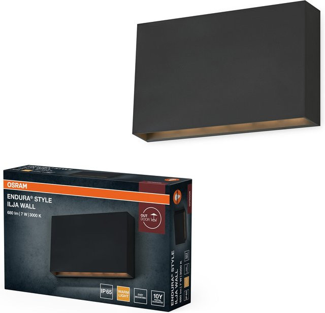 Osram Endura Style Ilja Wall LED Außenwandleuchte in Dunkelgrau mit warmweißem Licht (3000K, 7W, 330lm, IP65) - Bild 1
