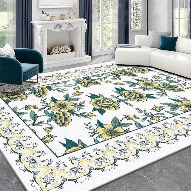 Pflegeleichter Plüschteppich in Weiß im modernen neuamerikanischen Stil für Wohnzimmer und Schlafzimmer, B/T: 140 x 200 cm - Bild 1