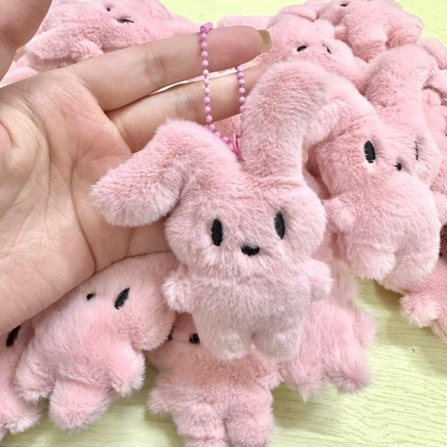 Kaninchen Plüschtier Schlüsselanhänger, Rosa, Kinder - Bild 1
