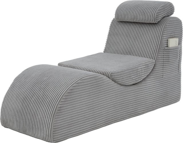 Gomyway Moderner Relax-Sessel aus Cord in Grau mit ergonomischer Rückenlehne und Polsterung, B/T/H: 160 x 66 x 90 cm - Bild 1