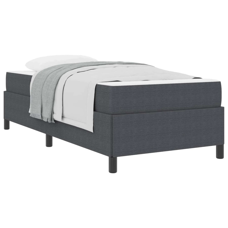 vidaXL Bettrahmen mit Matratze in Anthrazit Dunkelgrau aus Stoff, B/T/H: 90 x 190 x 55 cm - Bild 2