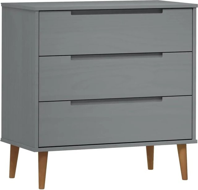 vidaXL Schubladenschrank MOLDE aus Massivholz Kiefer in Grau, B/T/H: 80 x 40 x 80 cm - Bild 1