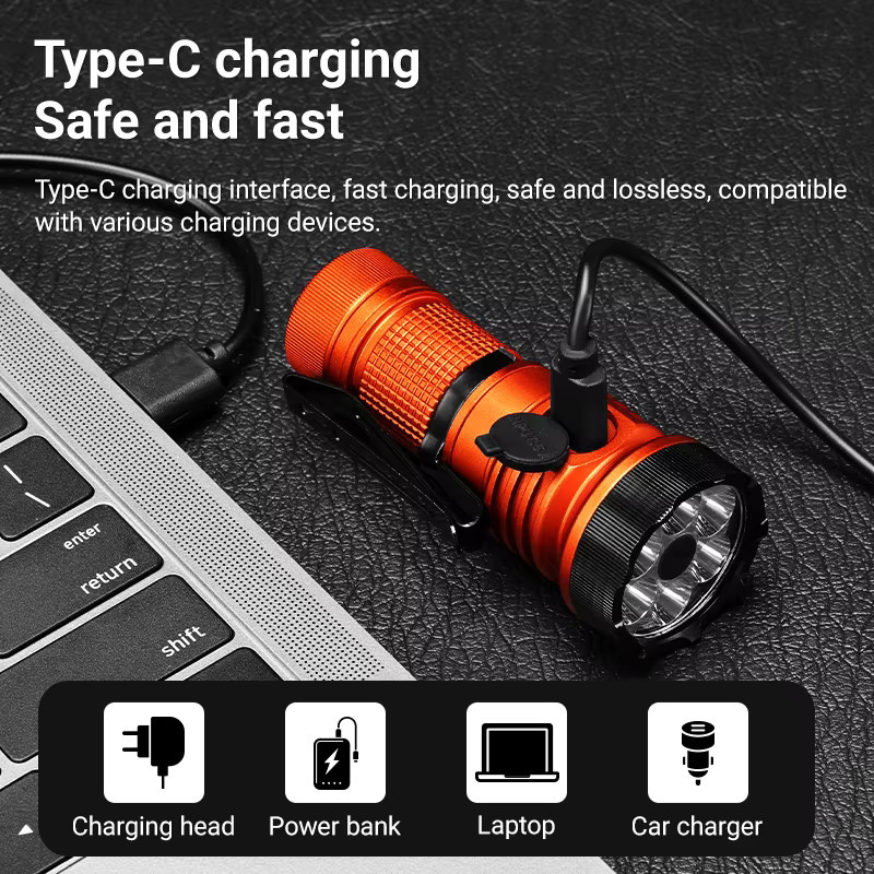 Alonefire Mini LED Taschenlampe mit 7 Farben und Magnet, USB aufladbar, Multicolor - Bild 4