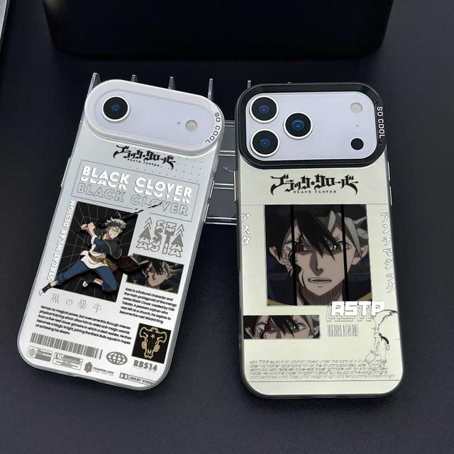 Anime CloverS Logo Handyhülle für Apple iPhone 17 16 15 14 13 12 11 Pro Max Air Matte Laser Aurora stoßfest in Schwarz - Bild 1