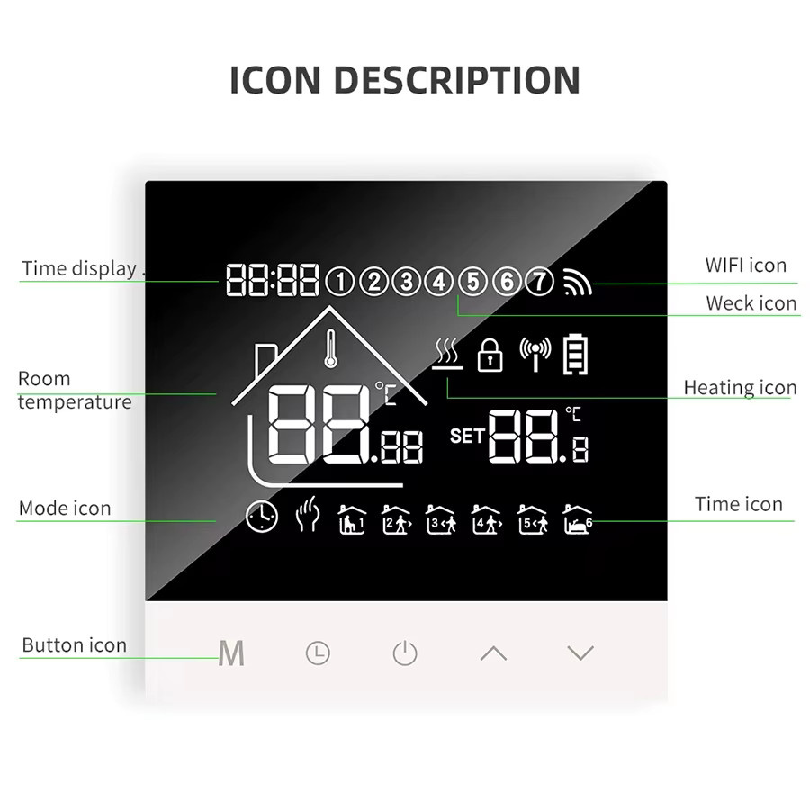 RKHK S4HGB Wifi Smart Heizung Thermostat mit LCD Display und Sprachsteuerung für Alexa und Tuya/Alice zur Steuerung von Elektro- und Wasser-Bodenheizungen - Bild 6