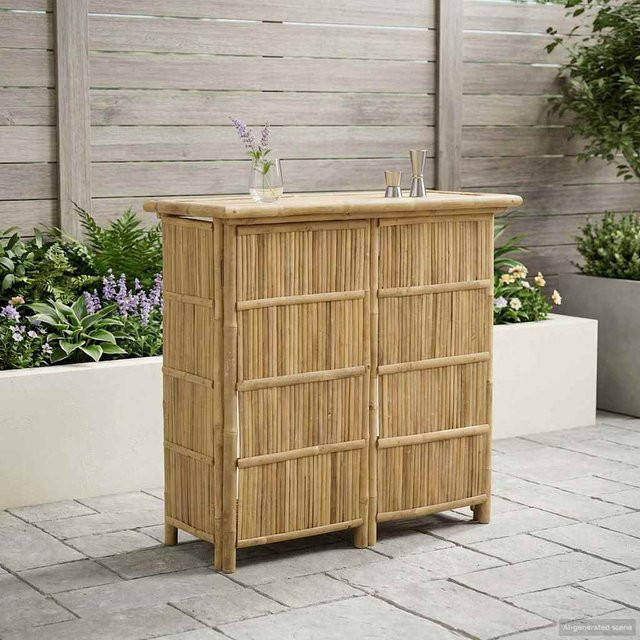Outdoor Bartisch aus Bambus von VD Home Furnishing in Natur, B/T/H: 115 x 55 x 105 cm - Bild 1