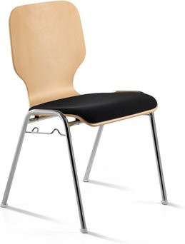 Mayer Sitzmöbel Stapelstuhl schwarz mit Chromgestell B/T/H: 53 x 50 x 82 cm - Bild 1