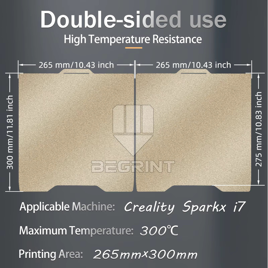 Creality Druckplatte für Sparkx i7, beidseitig bedruckbar, Gold, für PLA, PETG, ABS, PA und TPU Filamentdruck - Bild 3