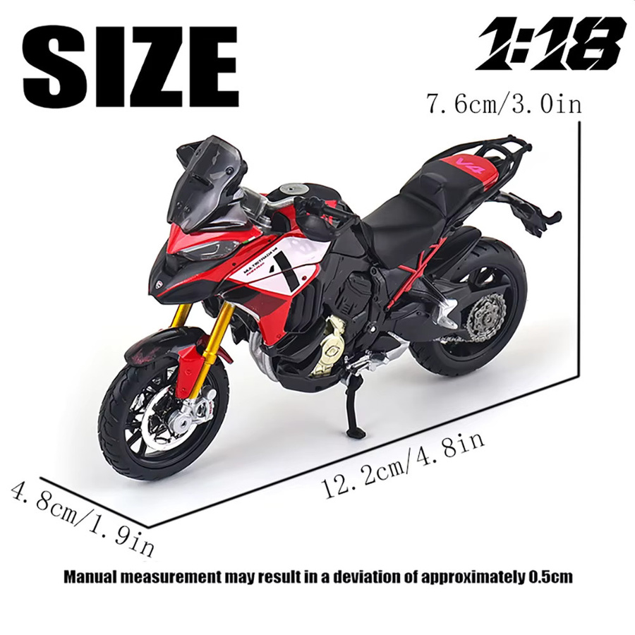 Bburago Ducati Multistrada V4, Motorradmodell, 1:18, Metall, Rot - Bild 2