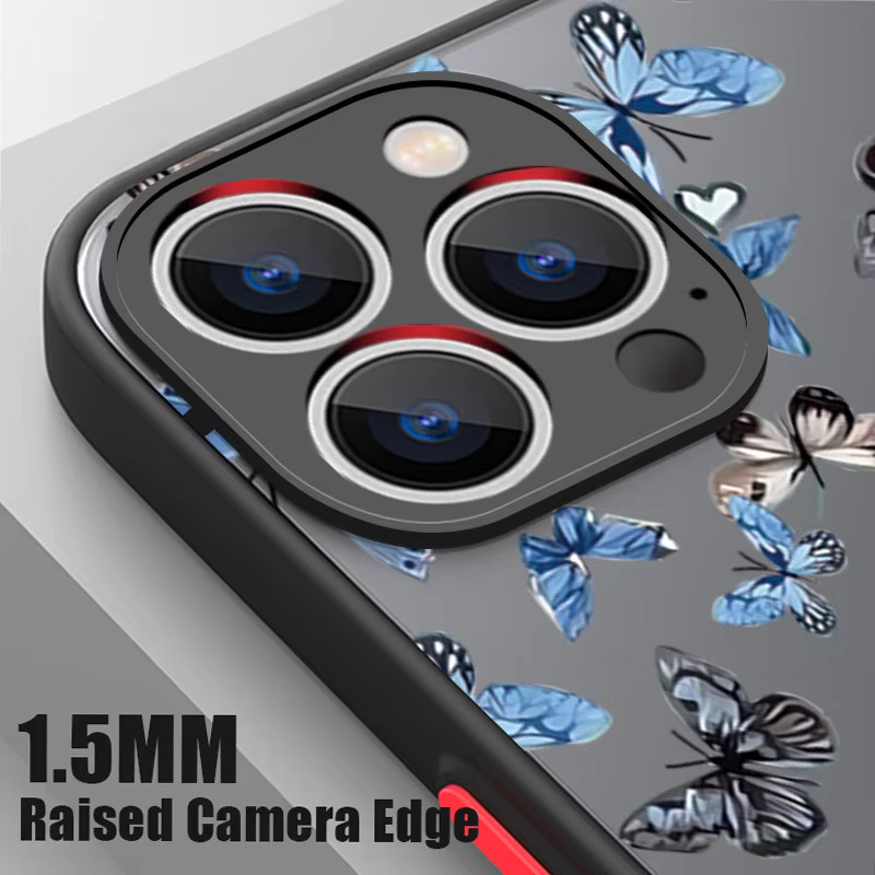 YISHANGOU Magnetische Schmetterlings-Blumen-Handyhülle für iPhone 12 bis 17 Pro Max, stoßfeste matte Acryl-Abdeckung, Multicolour - Bild 3