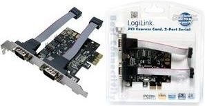 LogiLink PCI Express Interface Card mit 2x RS-232 seriellen Anschlüssen, PCIe x1, grün/schwarz (PC0031) - Bild 1