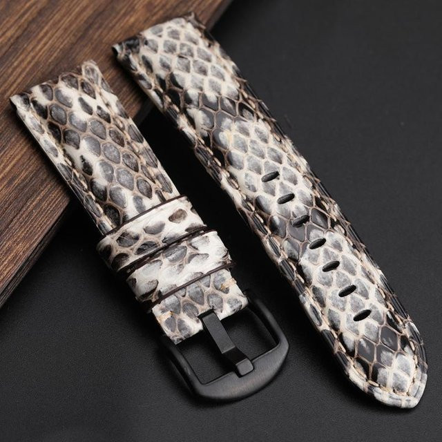 Uhrenarmband Python-Leder, Schwarz, 24mm, Herren - Bild 1
