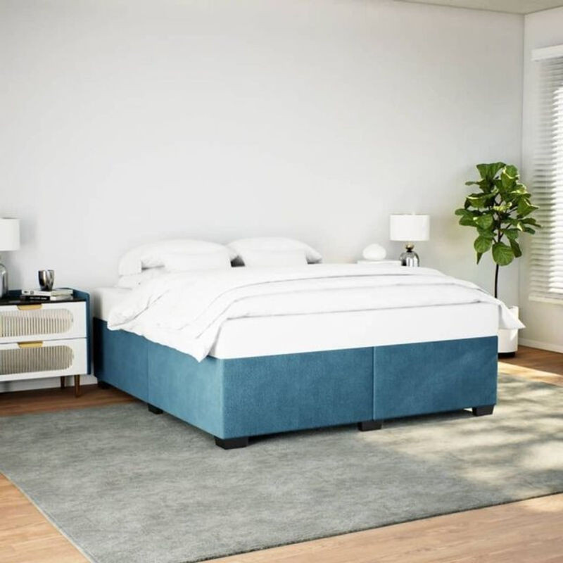 Vidaxl Polsterbett aus Samt und Holzwerkstoff in Blau, B/T/H: 200 x 200 x 46 cm - Bild 1