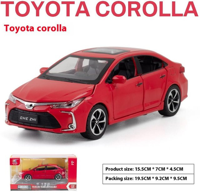Fourall- Model Cars Toyota Corolla, Modellauto, 1:32, Metall, rot, mit Licht und Sound - Bild 1