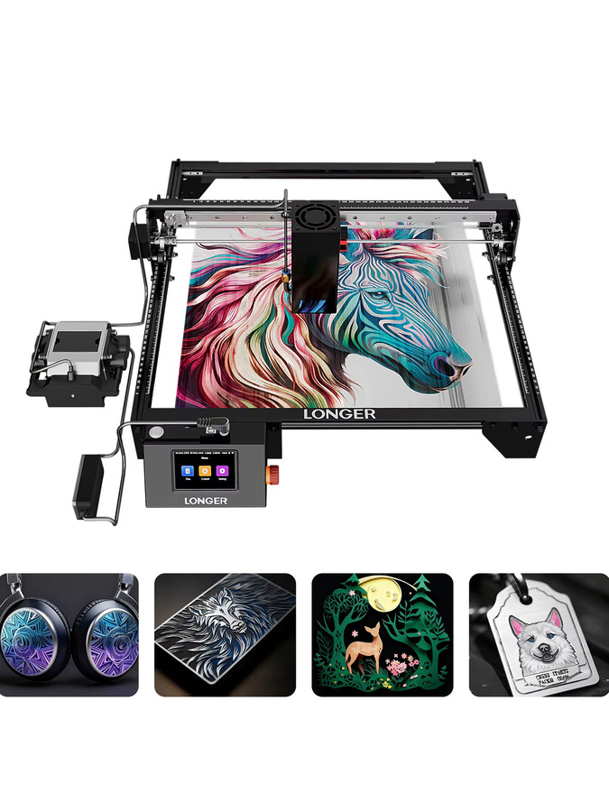 LONGER RAY5 40W Lasergravur-Schneidemaschine mit Auto-Luftpumpe, 3,5 Zoll Smart Touchscreen und WIFI, Farbe: Schwarz, Arbeitsbereich: 38,5 x 38,5 cm - Bild 6