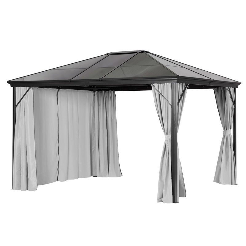 Leco Profi-Pavillon Metall-Gartenüberdachung mit Polycarbonat-Stegplatten und Seitenteilen in Grau und Anthrazit, B/T/H: 365 x 365 x 270 cm - Bild 2