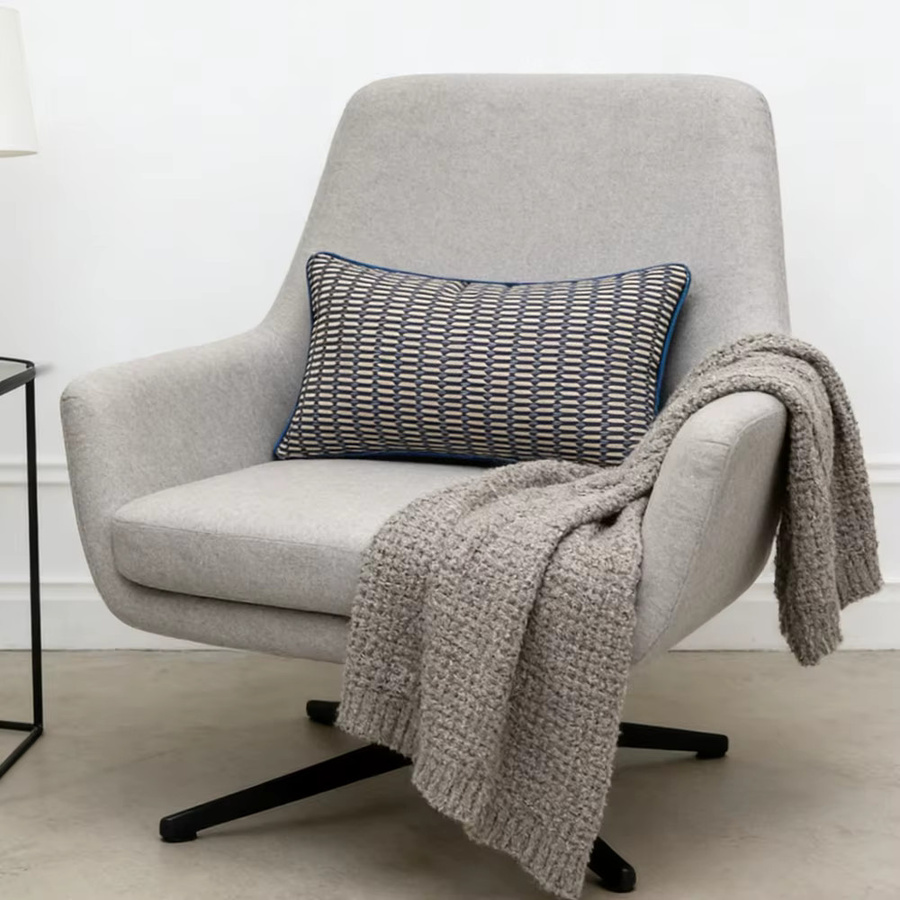 Hinyeatex Lendenkissenbezug aus blauem Jacquard mit geometrischem Muster, B/H: 50 x 30 cm - Bild 2