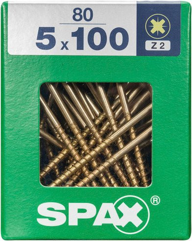 Spax Universalschraube Senkkopf Pozidriv Gold, Durchmesser: 5 mm, Länge: 100 mm, 80 Stück - Bild 1