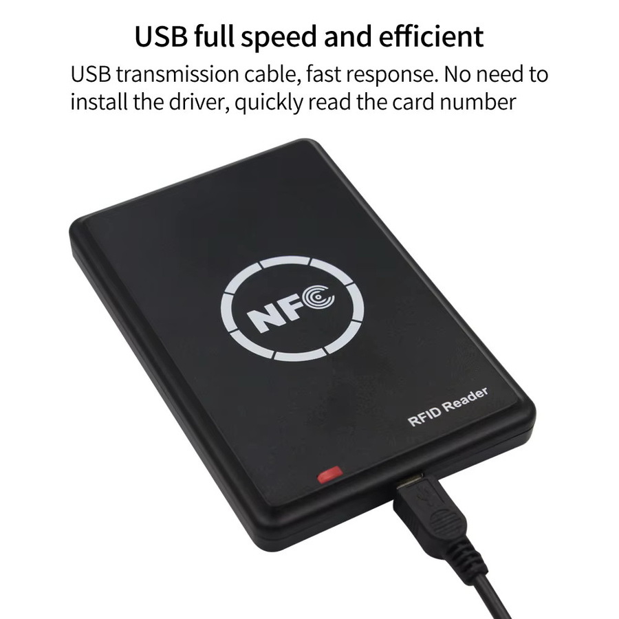 Asia-Teco RFID-Lesegerät und IC/ID-Duplikator mit 125 kHz und 13,56 MHz NFC, Kartenkopierer mit Dekodierungsfunktion, Schwarz - Bild 4