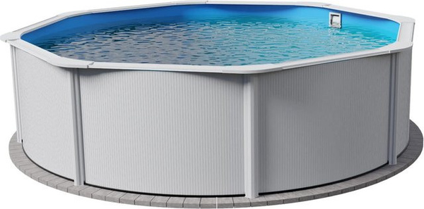 Planet Pool Stahlwandpool Classic Rund mit breitem Handlauf, Farbe Weiß und Blau, Durchmesser: 450 cm, Höhe: 120 cm