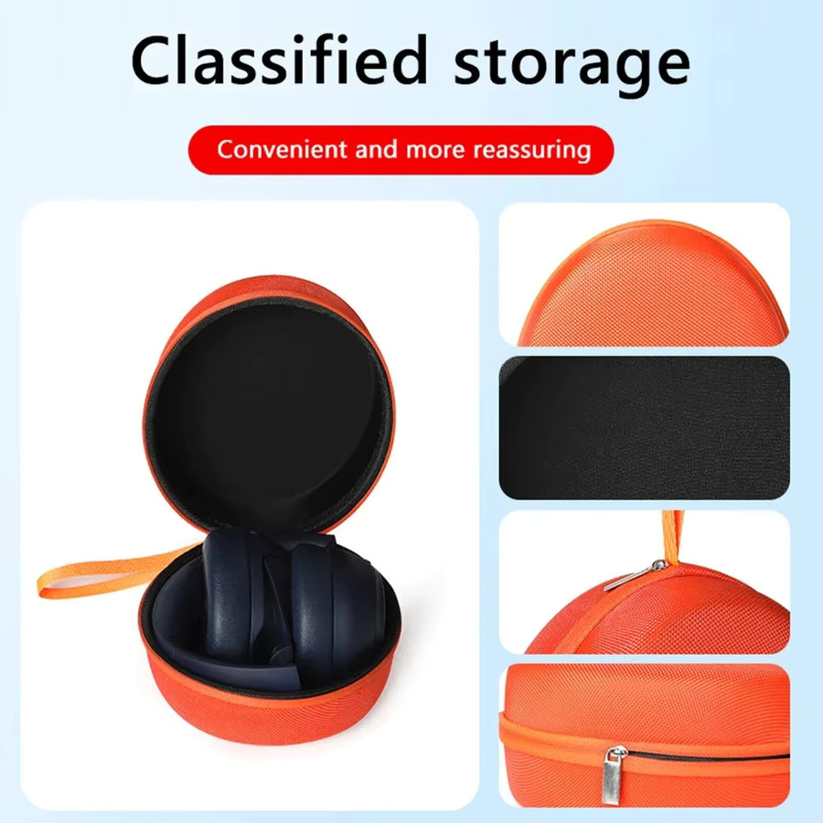 VAORLO EVA-Hartschalenkoffer wasserdichte und stoßfeste Kopfhörerhülle für Sony WH-1000XM4, WH-1000XM5, EDIFIER W820NB sowie QCY H3 und H4 in Blau oder Orange - Bild 4