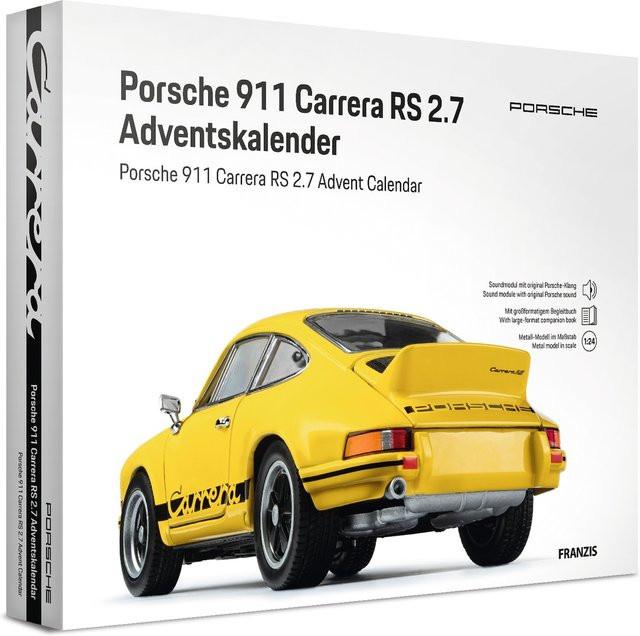 Franzis Porsche 911 Carrera RS Adventskalender, 1:24, Metall, Gelb - Bild 1