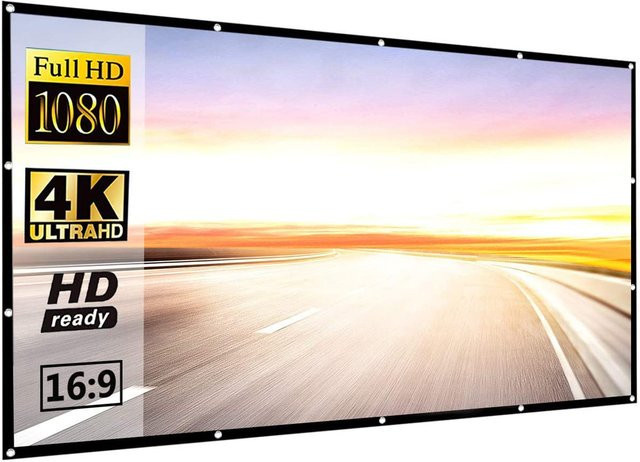 PROGAGA Faltbarer Projektionsbildschirm 16:9 in Weiß für Outdoor und Full HD 2K 4K Beamer - Bild 1