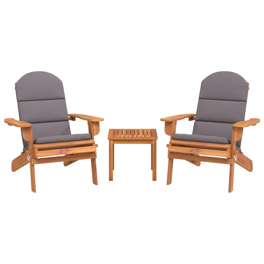 vidaXL 3-tlg Garten-Lounge-Set Adirondack aus Akazien-Massivholz in Dunkelgrau - Bild 3