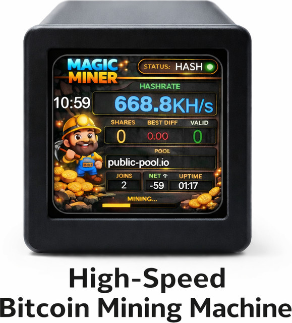GEEKMAGIC Mini Bitcoin Miner Monitor mit WLAN und Echtzeit-Hashrate, Schwarz - Bild 1