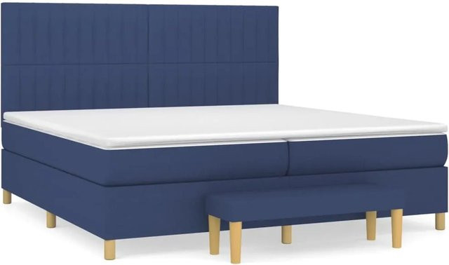 vidaXL Boxspringbett Hybrid mit Matratze Blau/Weiß B/T/H: 200 x 200 x 203 cm - Bild 1