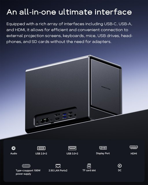 Aoostar NAS Mini-PC mit AMD Ryzen 7 5825U, 4-Bay Desktop-Computer in Schwarz, 2x M.2 NVMe und 4x SATA (2,5/3,5 Zoll) - Bild 1