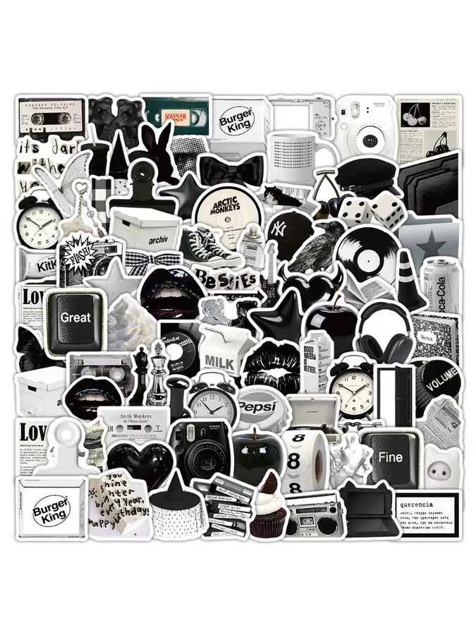 103 Stück ästhetische Aufkleber in Schwarz und Weiß für Raumdekoration und Scrapbooking von RecordingYourLife Store - Bild 6