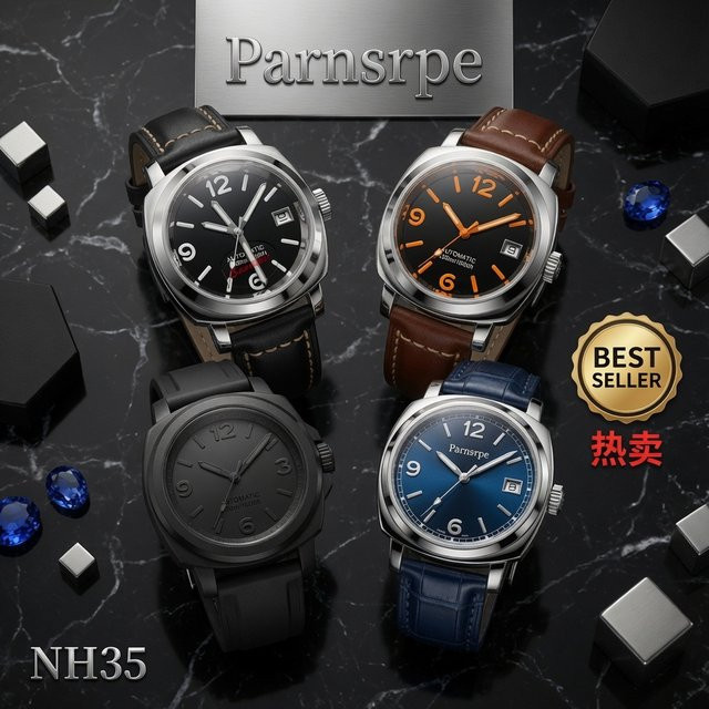 Parnsrpe Armbanduhr Automatik, Edelstahl, 40 mm, Herren, Leder - Bild 1