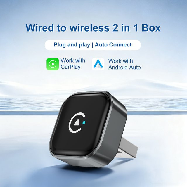 FLIXIVI 2-in-1 Kabelloser CarPlay-Adapter und Android Auto Dongle in Schwarz für kabelgebundene Fahrzeuge - Bild 1