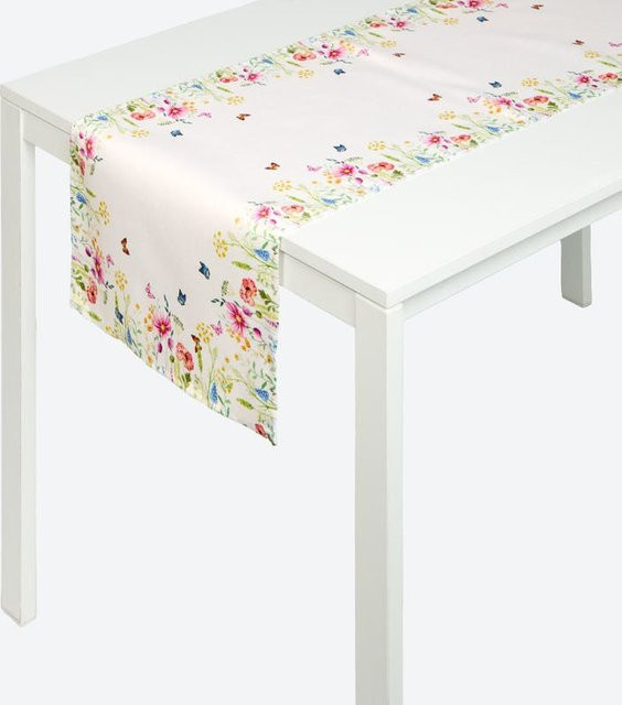 NKD Tischläufer mit floralem Blumenmuster in Weiß, B/H: 40 x 140 cm - Bild 1