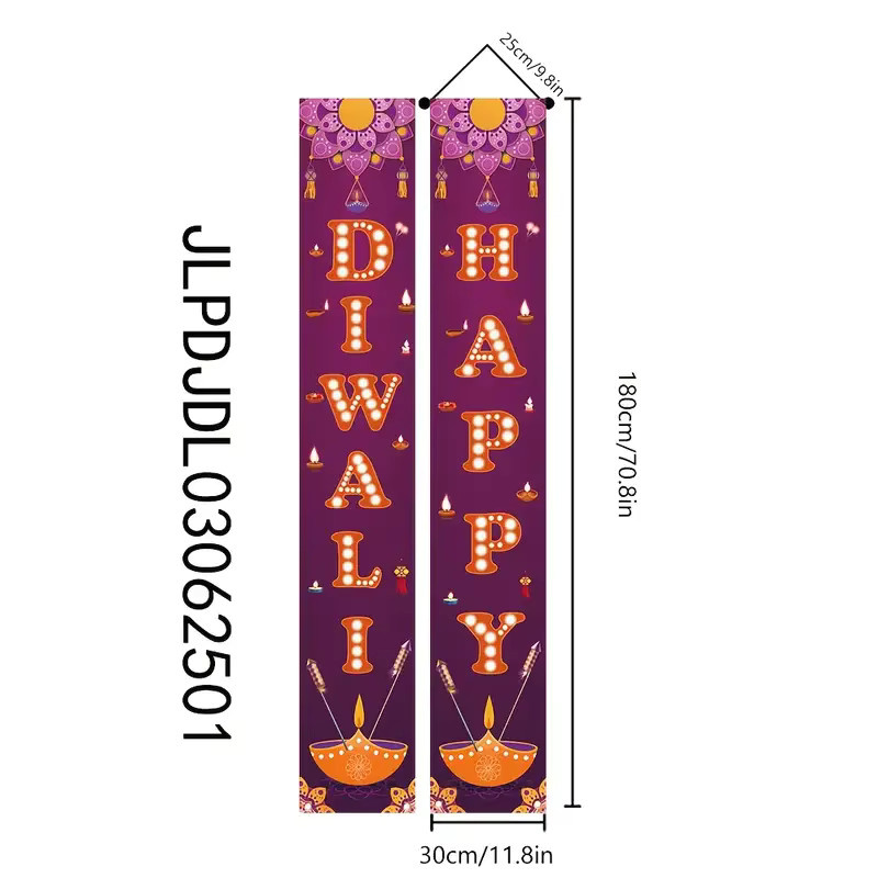 VIKAMA 2-teiliges Diwali-Türbanner-Set in Lila mit Couplets für festliche Partydekorationen, H x B: 180 x 30 cm - Bild 4