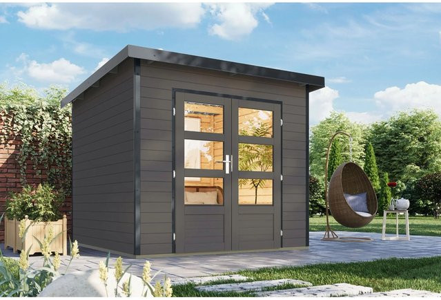 Karibu Gartenhaus Domingo 3 in Grau-Anthrazit aus Metall und Holz - Bild 1