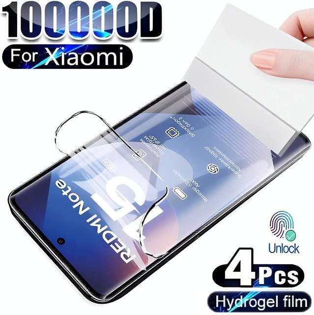 4 Stück Hydrogel-Displayschutzfolien für Xiaomi Redmi Note 14 4G 5G, Redmi Note 13 12 11 10 Pro, transparent - Bild 1
