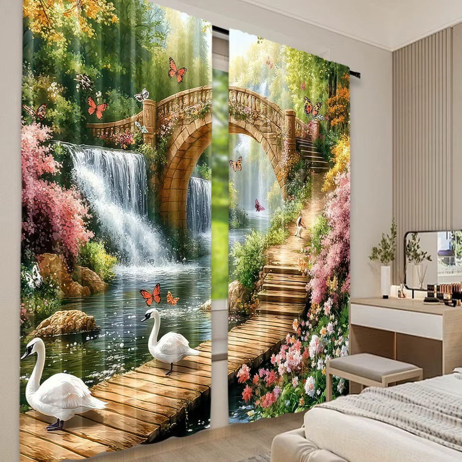 FairyBridge 2er-Set Weihnachtsvorhänge aus Polyester mit klassischem 2D-Flachdruck in Multicolor - Bild 2