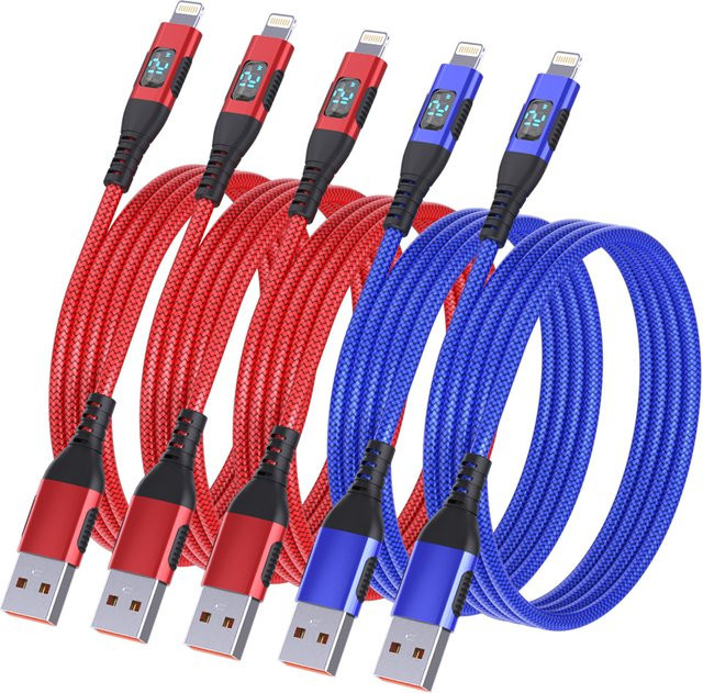 LAIHONEN USB-A auf Lightning Kabel mit digitaler Anzeige für iOS, Blau - Bild 1
