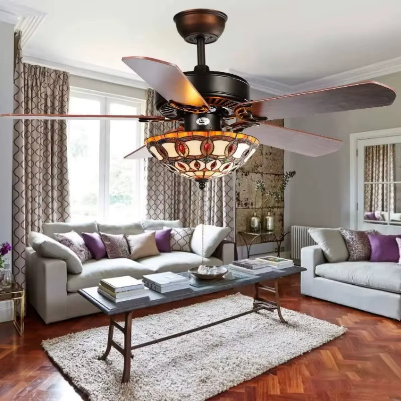 JIANKEXING Retro Deckenventilator mit Licht und Holzflügeln in Mehrfarben - Bild 2