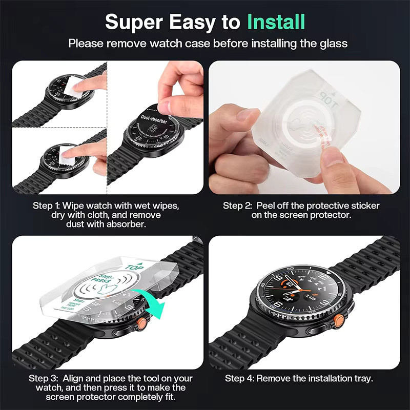 SAMUTAX Displayschutzfolie aus gehärtetem Glas, Samsung Galaxy Watch 8/8 Classic, transparent - Bild 5