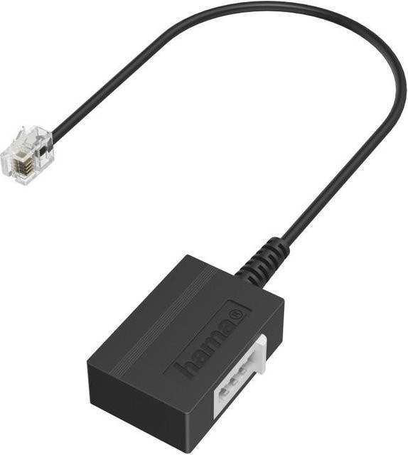 Hama Telefon-Adapter Modular-Stecker 6p4c mit TAE-F-Buchse, Schwarz, Länge: 0,2 m - Bild 1
