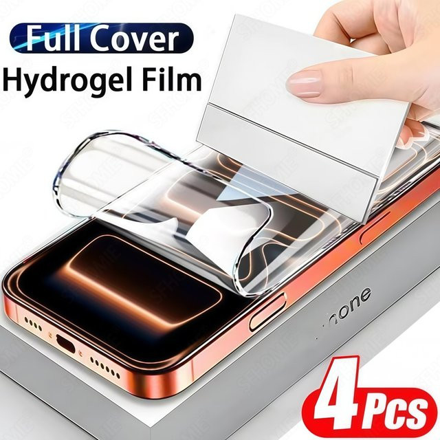 4er-Pack HD Hydrogel Displayschutz Folie für Apple iPhone 11 bis 17 Pro Max und Plus Modelle, transparent - Bild 1