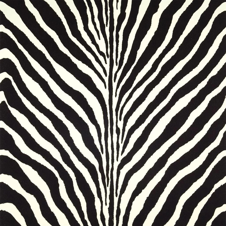 Ralph Lauren Tapete Bartlett Zebra Charcoal in Grau Silber Schwarz Weiß mit Animal Print Motiv als Vlies-Flock Tapete Rolle - Bild 1