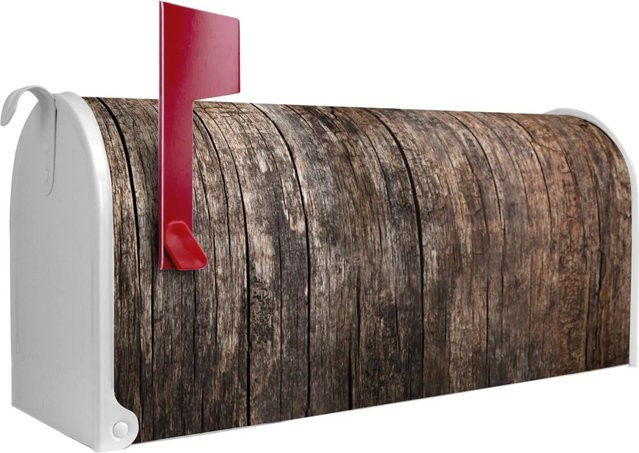 Banjado Amerikanischer Briefkasten Weiß mit Motiv Altes Holz, B/T/H: 48 x 22 x 16 cm - Bild 1